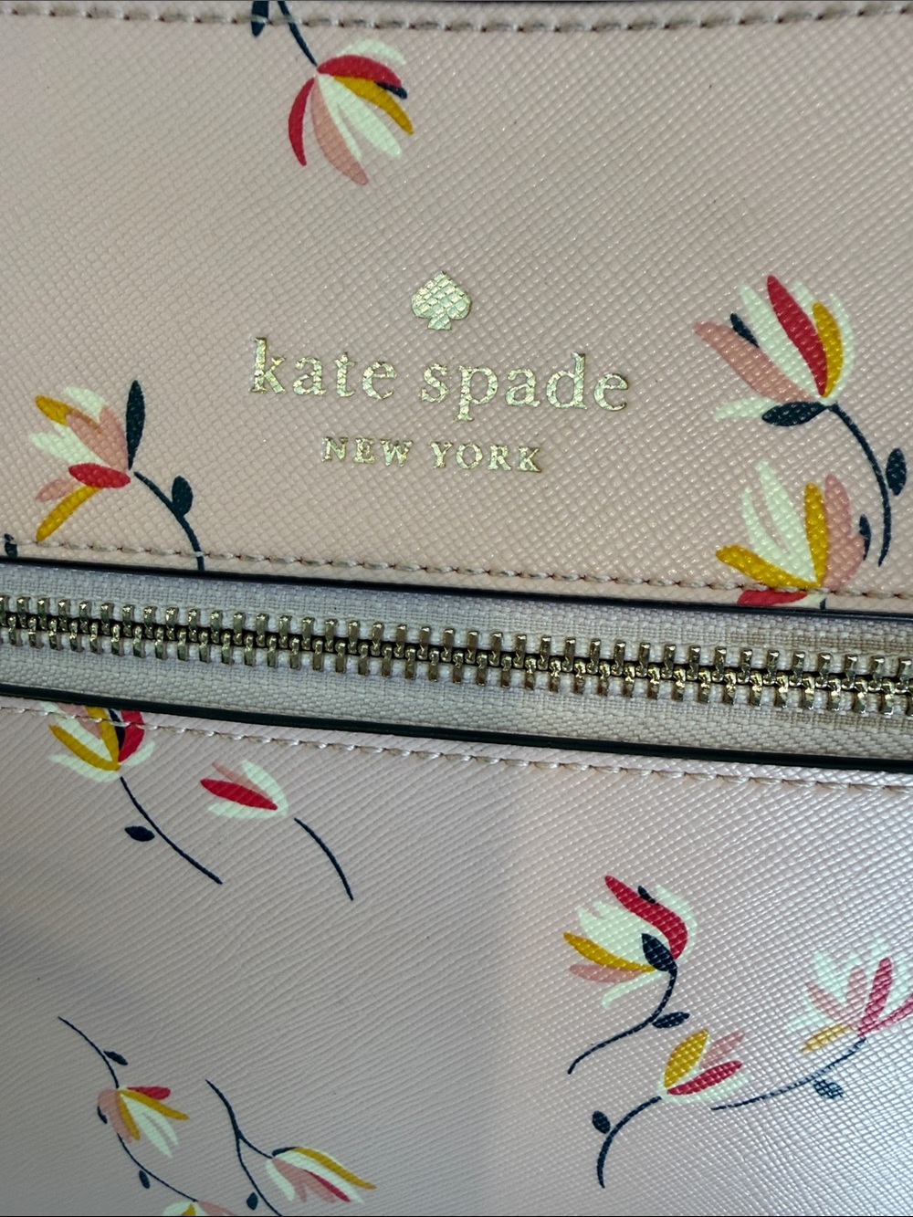 KATE SPADE Pink Floral Print Crossbody Purse 10 W 9 L 1 1/2 D - Picture 2 of 12